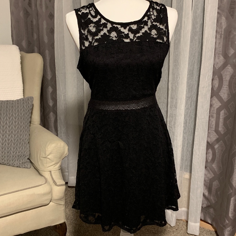 Garage Black Lace Cocktail Dress (L)